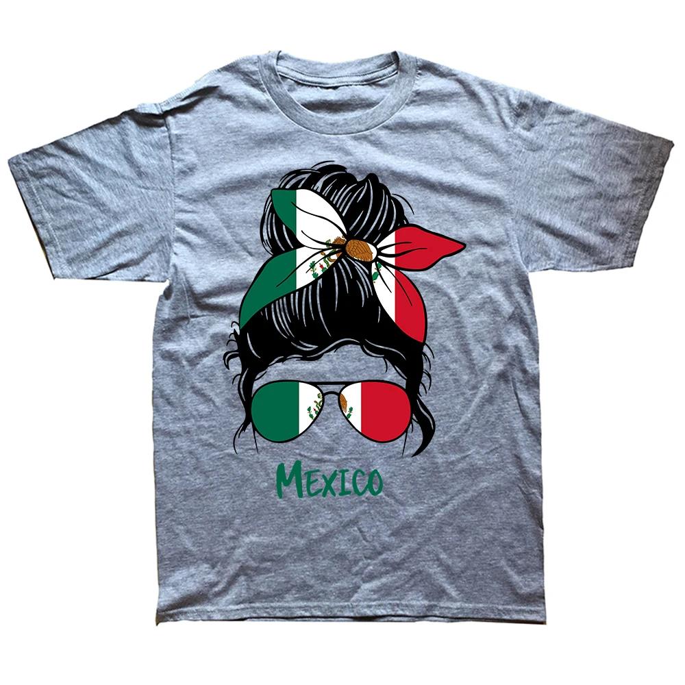Funny Mexican Girl Hair Flag Mexico Pride T Shirt Tee Tops Round Neck ShortSleeve Fashion Tshirt Clothing Casual Basic Tshirts