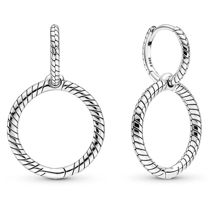Authentic 925 Sterling Silver Pave Link ME Cool Banana Moon Power Light Me Up Hoop Earring For Women Birthday Gift Jewelry
