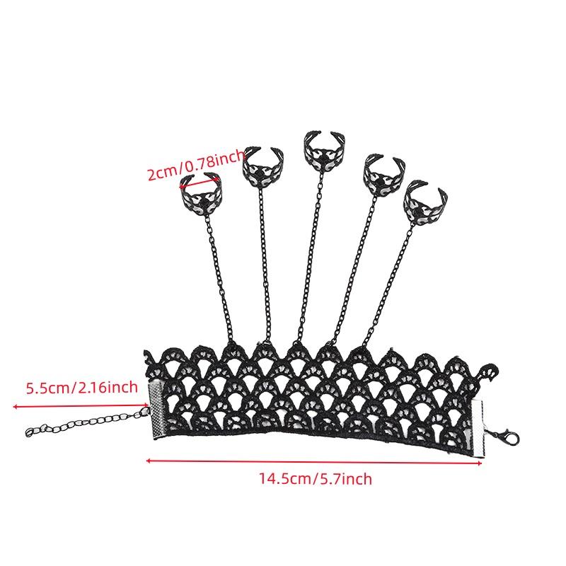 Gothic Style Exaggerated Personality One-Piece Finger Chain Women'S Retro Hollow Tassel Nail Back Chain