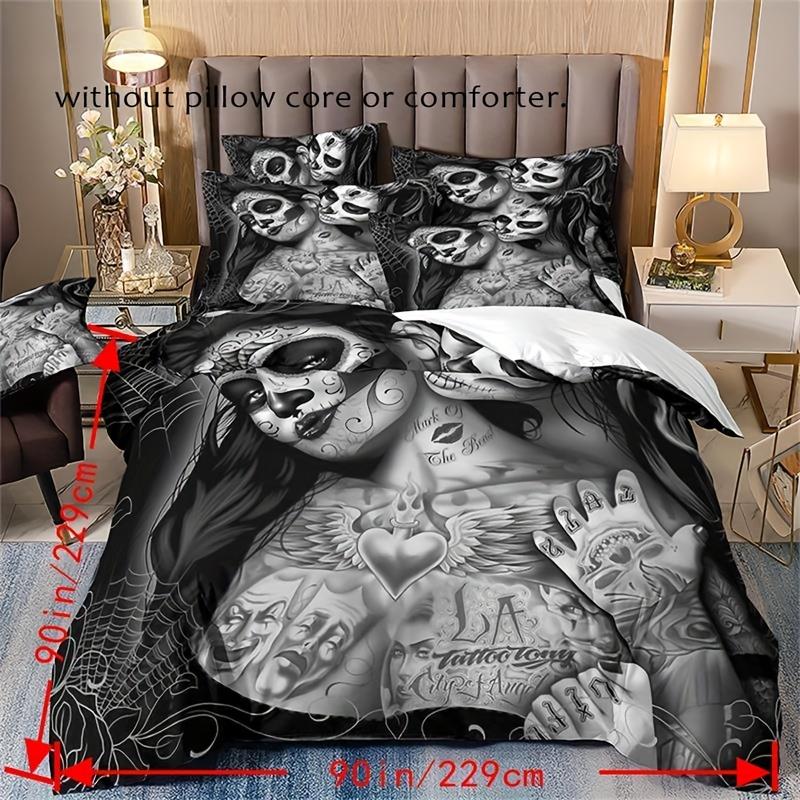 Digital Print Couple Skeleton Quilt Cover Set - Unique Stylish Comfortable for Bedding
