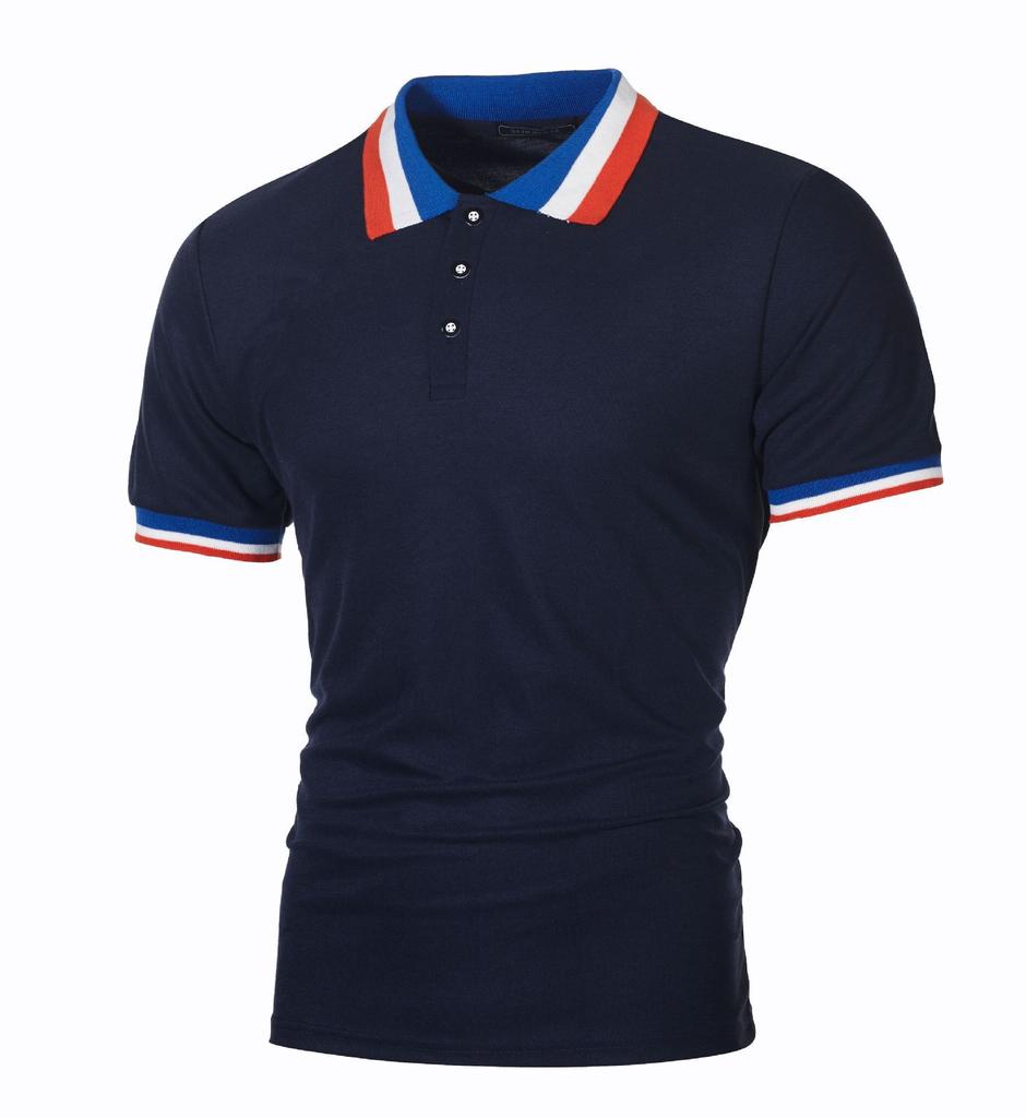 Summer Men's Polo Shirt Summer Business Color Blocking Lapel Polo Sports T-Shirt Yasheng