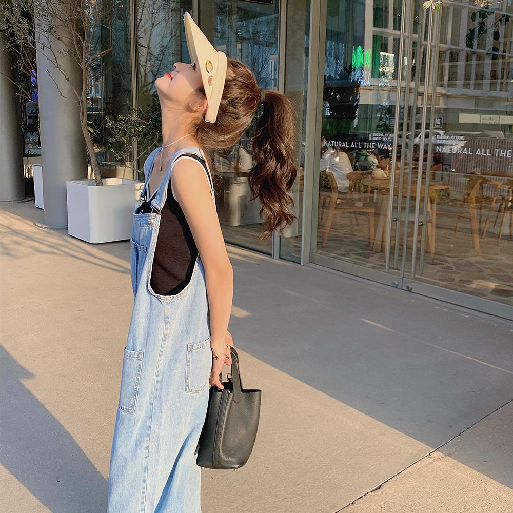 Women’s Denim Overalls, Loose Fit Wide-Leg Casual Style with Adjustable Straps and Large Pockets
