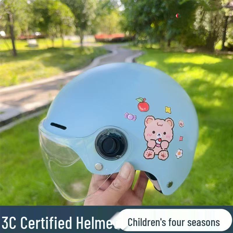 3C Certified Lightweight Electric Vehicle Helmet for Kids, Summer Half Helmet, Comfortable and Cute Safety Helmet for Boys and Girls