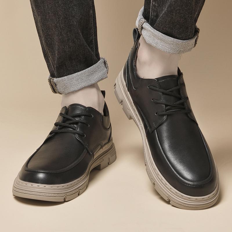 Fashion Fashion Lace-Up Business Flats 2024 New Driving Shoes Breathable Men's Flats Shoes Genuine Leather Oxfords Male Outdoor Shoes