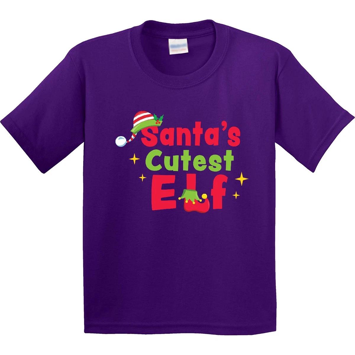 Inktastic Christmas Santa s Cutest Elf Youth T-Shirt Kids Little Hat Sparkle Red 150