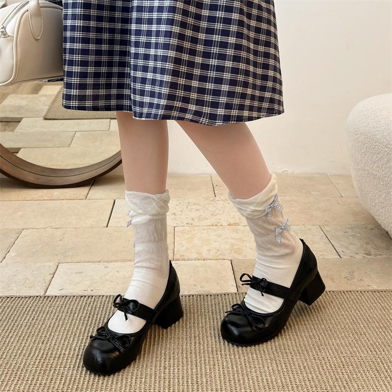 White French Round Head Thick High Heel Light Mouth Single Shoes Women's Summer 2025 New Versatile Skirt Heightening Mary Jane Shoes