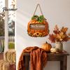 Autumn Welcome Sign Pumpkin Gnome for Front Door, Rustic Wood Hanging Wooden Ornament with Hemp Rope Fall Harvest Home Porch Wall Decorations