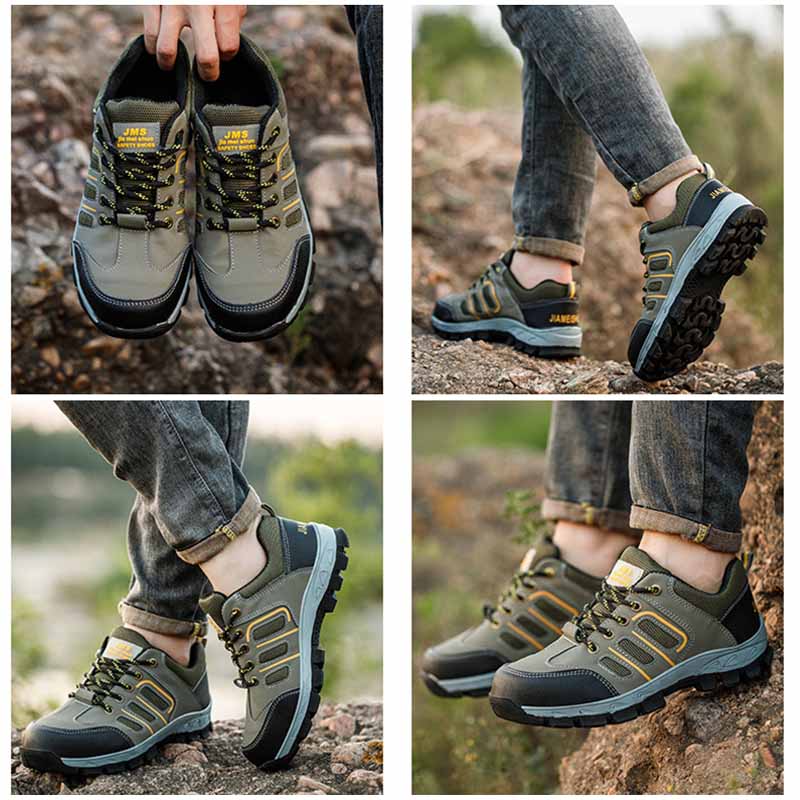 Oulylan Male Lightweight Breathable Safety Shoes Wear Resistant Footwear Steel Toe Protective Boots Puncture-Proof Work Sneakers