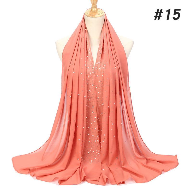 women plain bubble pearl chiffon scarf Head hijab wrap solid shawls headband foulard femme muslim hijabs stores