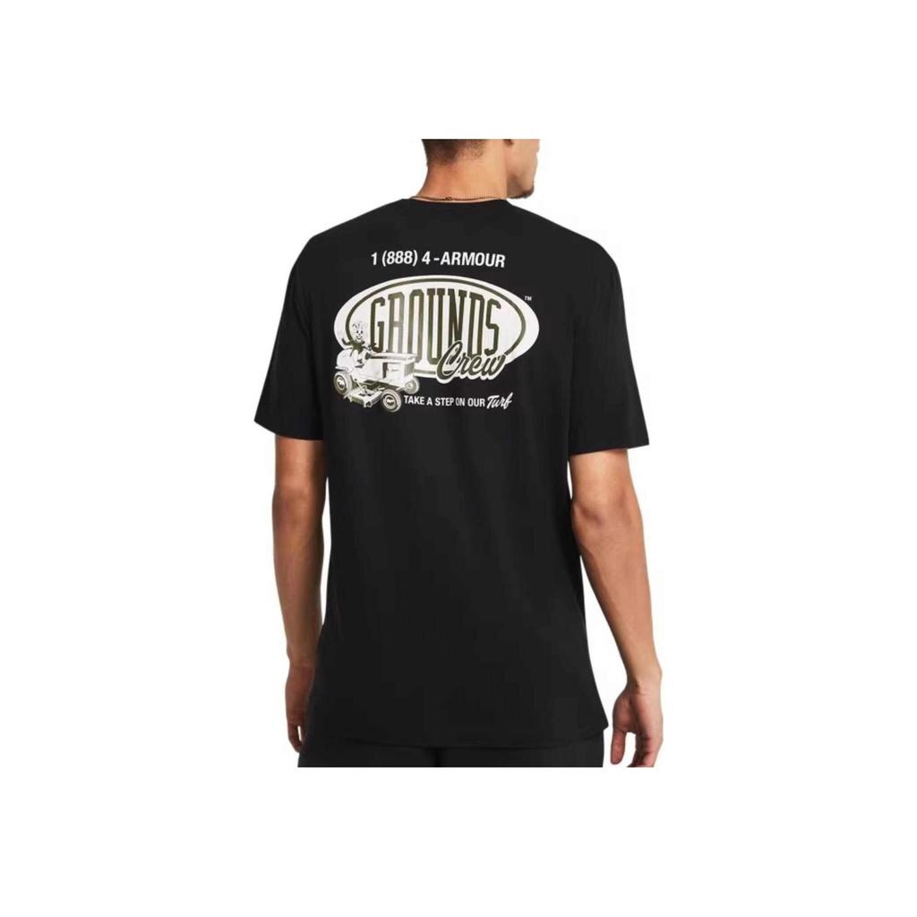 Under Armour Grounds Sports Lifestyle Series Logo Design Round Neck Breathable Training Short Sleeve T-Shirt Men T-Shirts Black 1387718-001