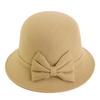 Premium women's wool hat, bow bowl hat, faux wool vintage pot hat JDL-
