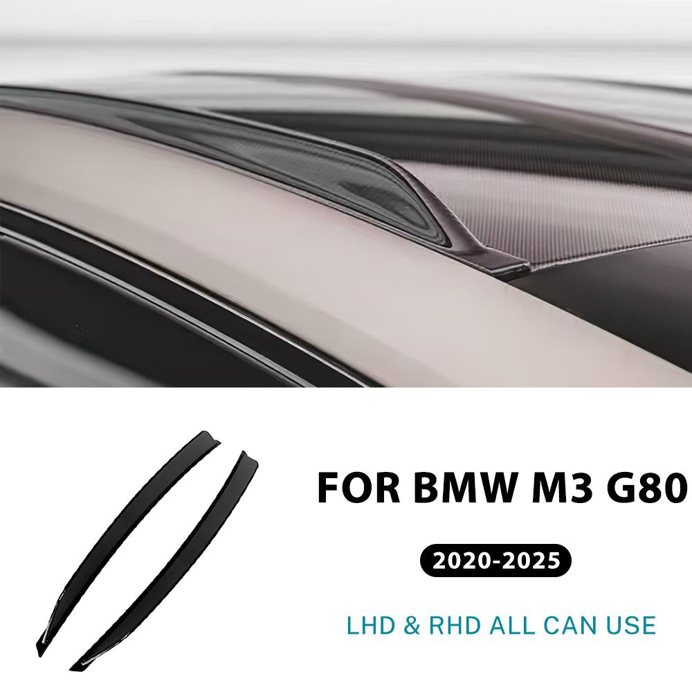 2PCS ABS Carbon Fiber Style for BMW M3 G80     2024 2025 Car Roof Side Wing Spoiler Lip Trim Cover Sticker glossy black