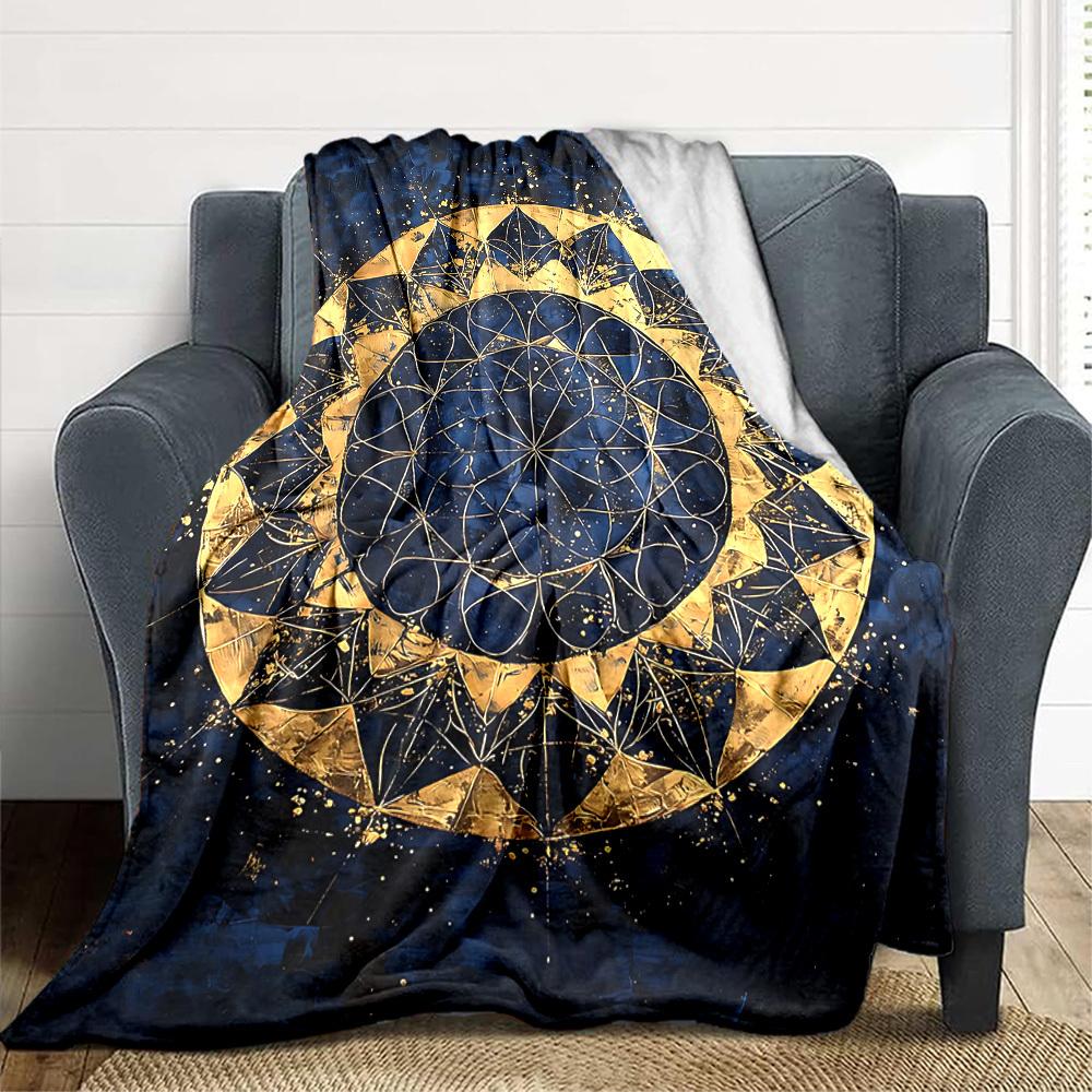 1pc Cosmic Mandala Blanket, Lightweight Flannel Throw Blanket for Sofa, Bed, Travel, Camping, Living Room, Office, Couch034