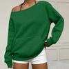 Women's Casual Fashion Solid Color Off-shoulder Long-sleeved Loose Sweatshirt With Pockets
