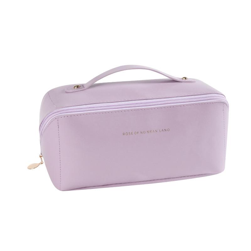 Stor Reisekosmetikkveske i PU-lær for kvinner Kosmetikkorganisator Sminkeveske med høy kapasitet Oppbevaringspose for kvinnelig sminke Sminkeboks