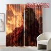 Set aus 2 flachen Druckvorhängen ohne Stange Feuriger Löwe Majestät Schicke Fensterdekoration Polyester Einfach zu installierender Vorhang Hergestellt