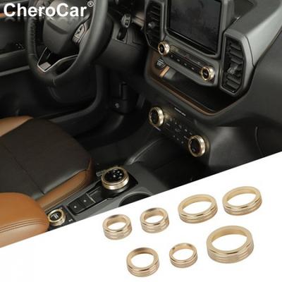 7X Center Console Radio AC Knobs Switch Button Trim for Ford Bronco Sport +