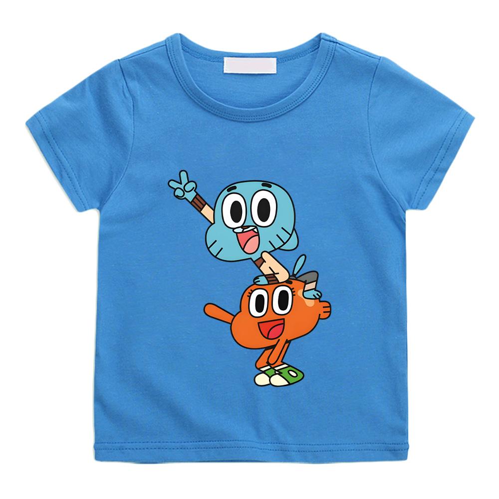 The Wonderfully Weird World of Gumball New Style Children T-Shirt Cute Cartoon Printing 100%cotton T-shirts Children Soft Tops