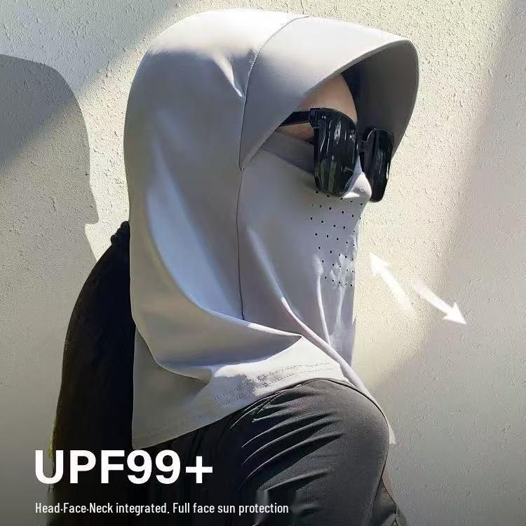 Women's Full Face UV Protection Mask - Ice Silk Sunshade Hat with Neck Guard for Cycling