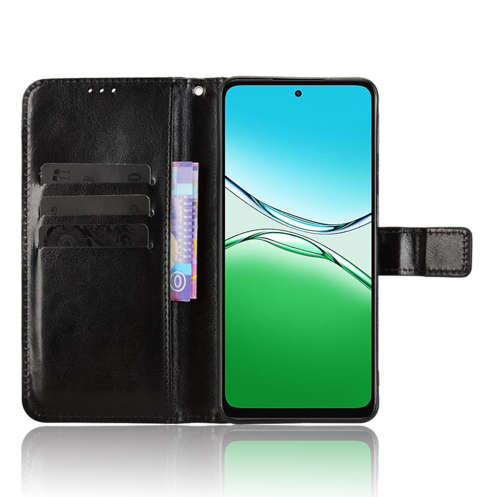 For Oppo A5 5G/Oppo A5 4G PU Leather Case with Strap Crazy Horse Texture Phone Wallet Cover