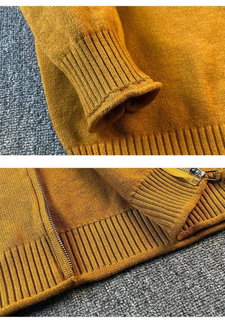 Men's Spring-Autumn Stand Collar Knit Cardigan - Warm, Loose Casual Sweater Jacket