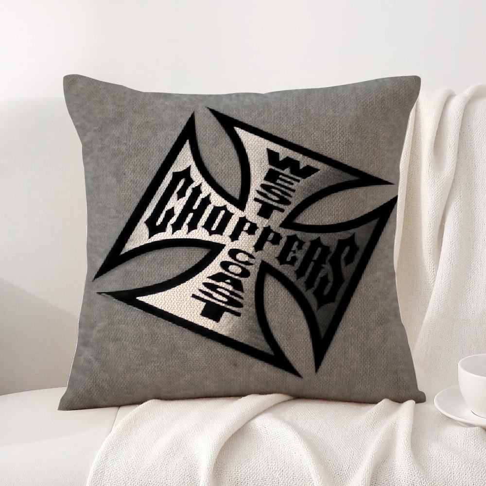 W-West Coast C-Choppers Cushion Cover Summer Coolness Linen Fabric Double-Sided Printing Pillow Case Sofa Home Decor Gift