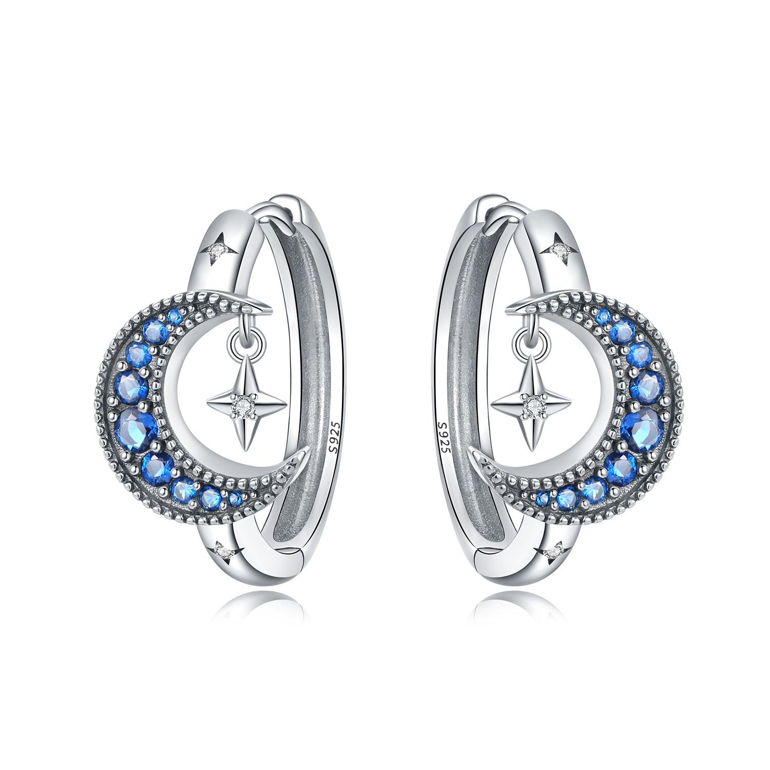 925 Silver Moon Tassel Hoop Earrings For Women Fine Jewelry Versatile Elegant Birthday Gift