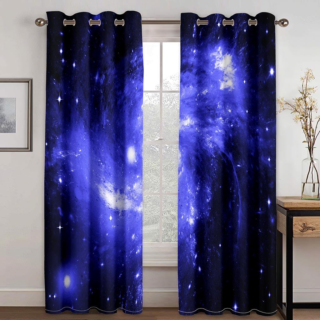 3D Pattern Print Modern Colorful Sunset Landscape Purple Starry Sky  Shading Window Curtain For Living Space Bedroom Space Decor