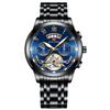 Men's Stainless Steel Tourbillon Watch Men's Student Quartz Watch Business Calendar Waterproof Steel Strap Watch Large Dial