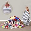Round Plush Toy Organizer Stripe Toys Storage Bean Bag Multi-purpose   Animal Toys
