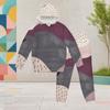 Girls Black White Printed Hooded Long Sleeve Top And Cuffed Pants Two Piece Set
