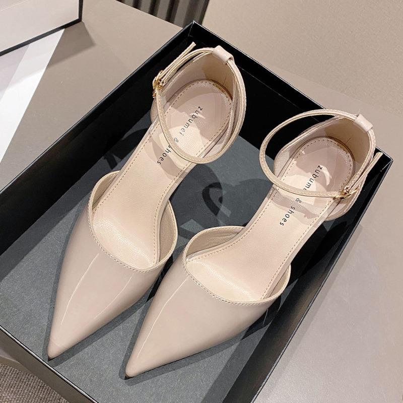 9-High-heeled sandals New patent leather commuter thin-heeled high-heeled shoes Professional bag head hollow sandals women