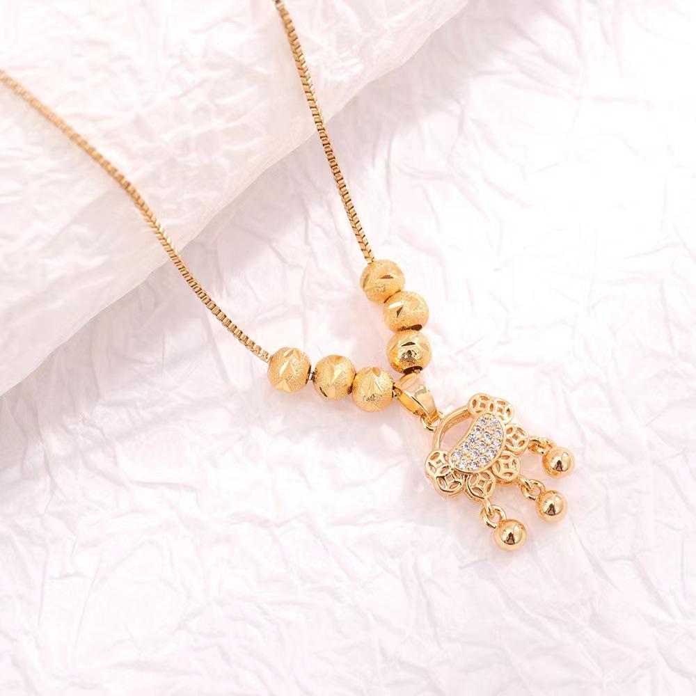 Lucky Lucky Beads Ping An Lock Necklace for Women's High-end Light Luxury Ins Fashion Trendy Collarbone Chain