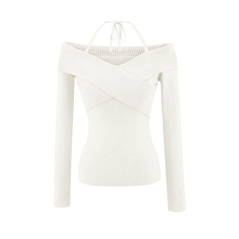 Za New Fall Women's Clothing 2025 Fashion Wind Fashion Halter Off-the-Shoulder Sweater Silm Inner Sweater Tops