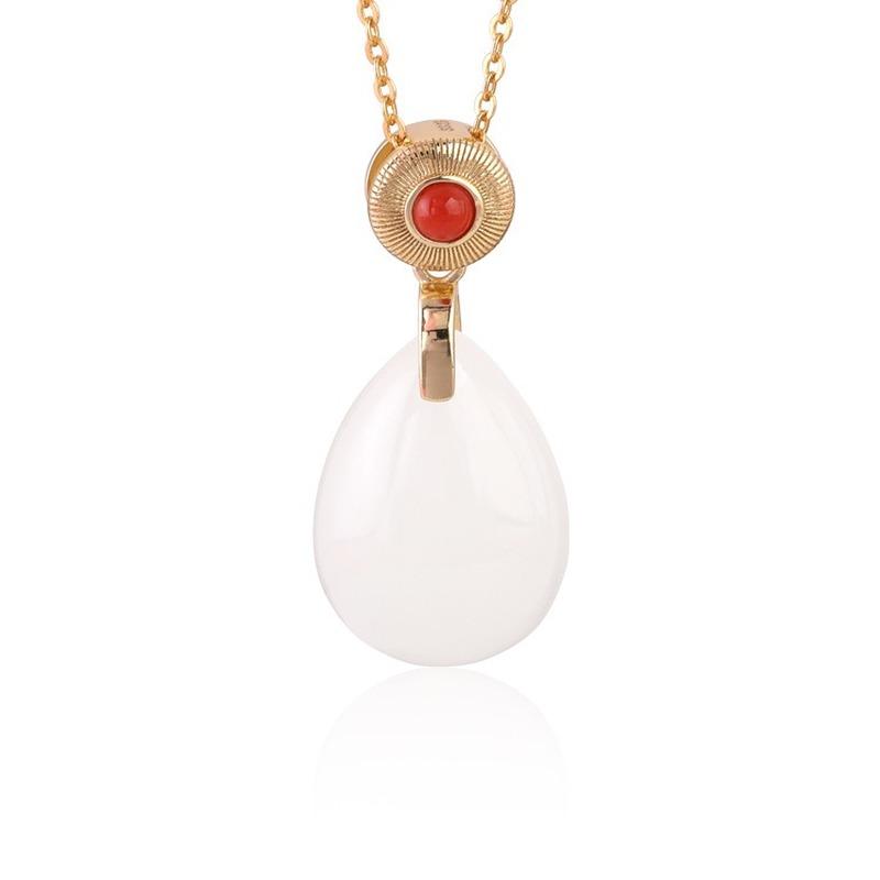 

Танциз Стерлингового Серебра 925 Классическое Женское Нефритовое Ожерелье Кулон Циркон Модный Подарок