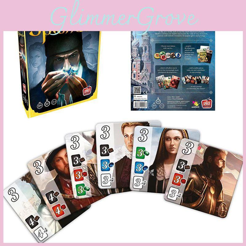 Splendor bordspel, volledige Engelse versie, doos voor thuisfeestjes met verzamelkaarten.
