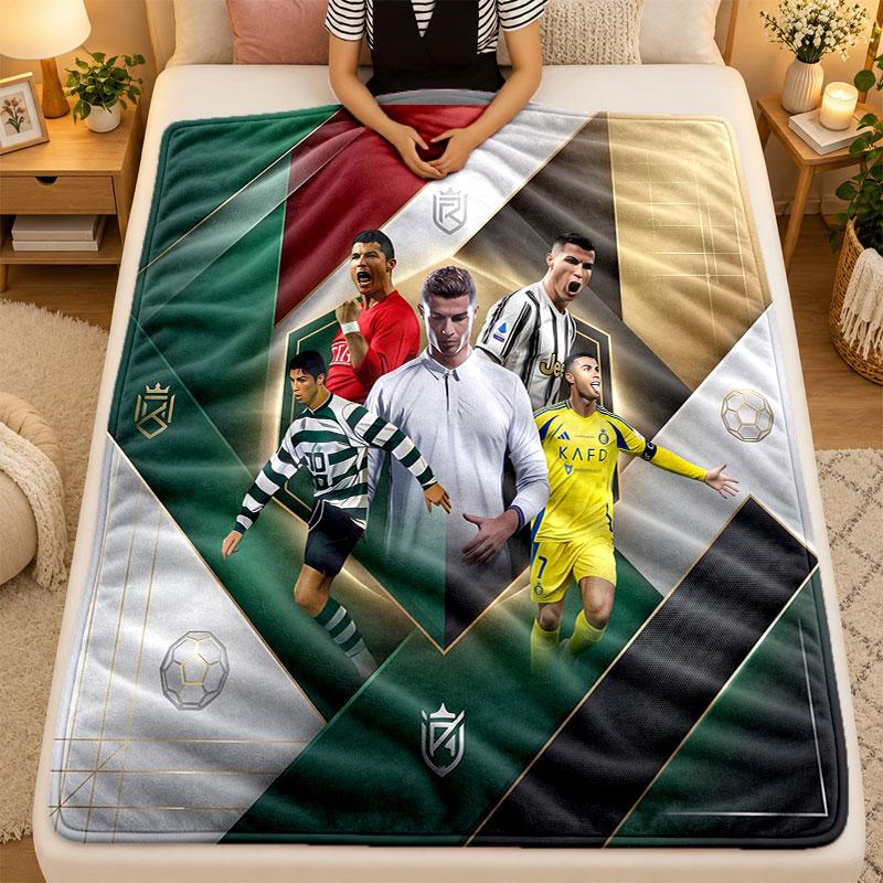 Flannel BlanketCristiano Ronaldo Warm Soft Throw Blanket for Indoor Sofa Bed Living Room Use