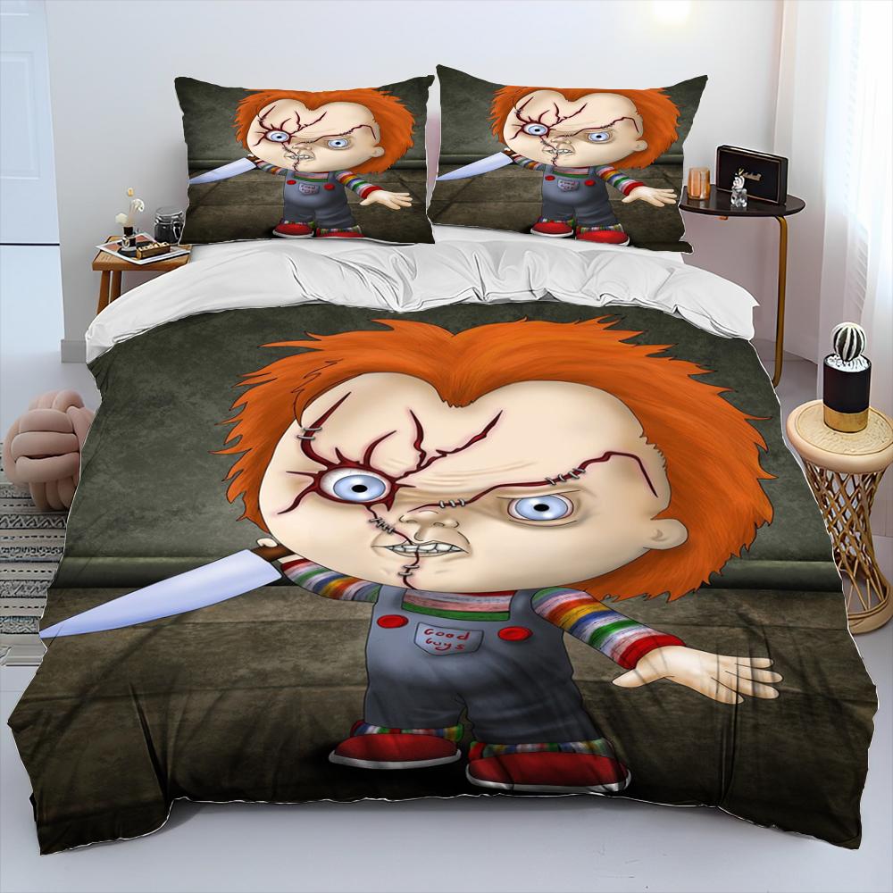 

Horror Movie Character Chucky Saw Comforter Bedding SetDuvet Cover Bed Set Quilt Cover PillowcaseKing Queen Size Bedding Set AU Double(180*210cm)3pcs