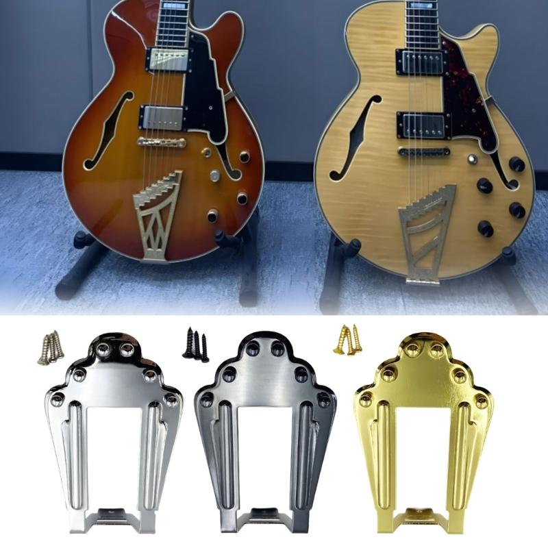 Heavy Duty Jazz Guitar Bridge Metal Texture Suitable for Enhancing Volumes and Customizable String Height Adjustment