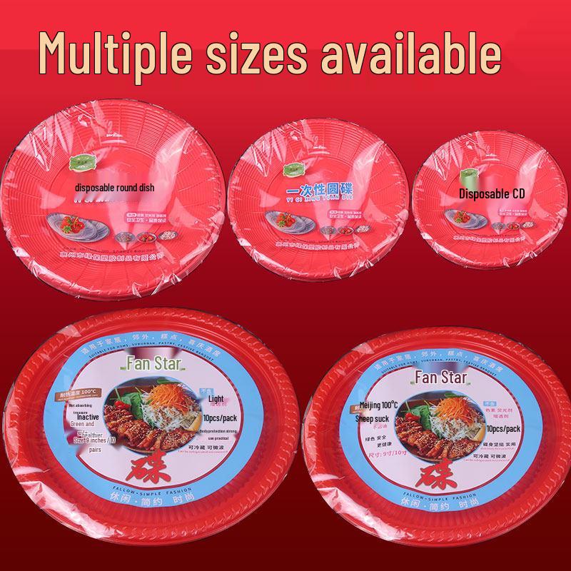 ZISIZ Disposable Red Plastic Plates