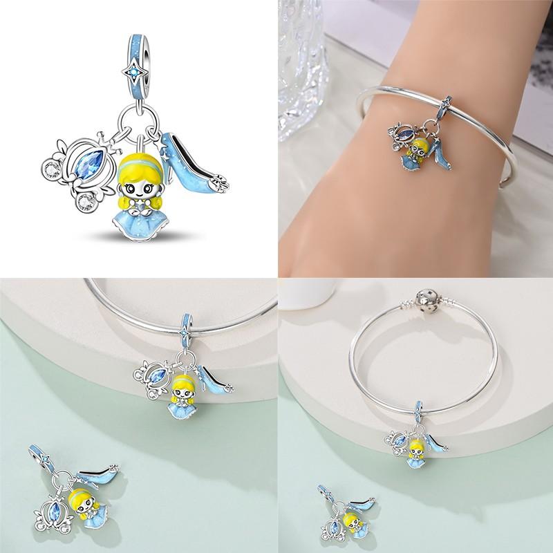New 925 Silver Pumpkin Car Princess & Cactus Charms Fit 925 Bracelet Jewelry Making For Women Gift