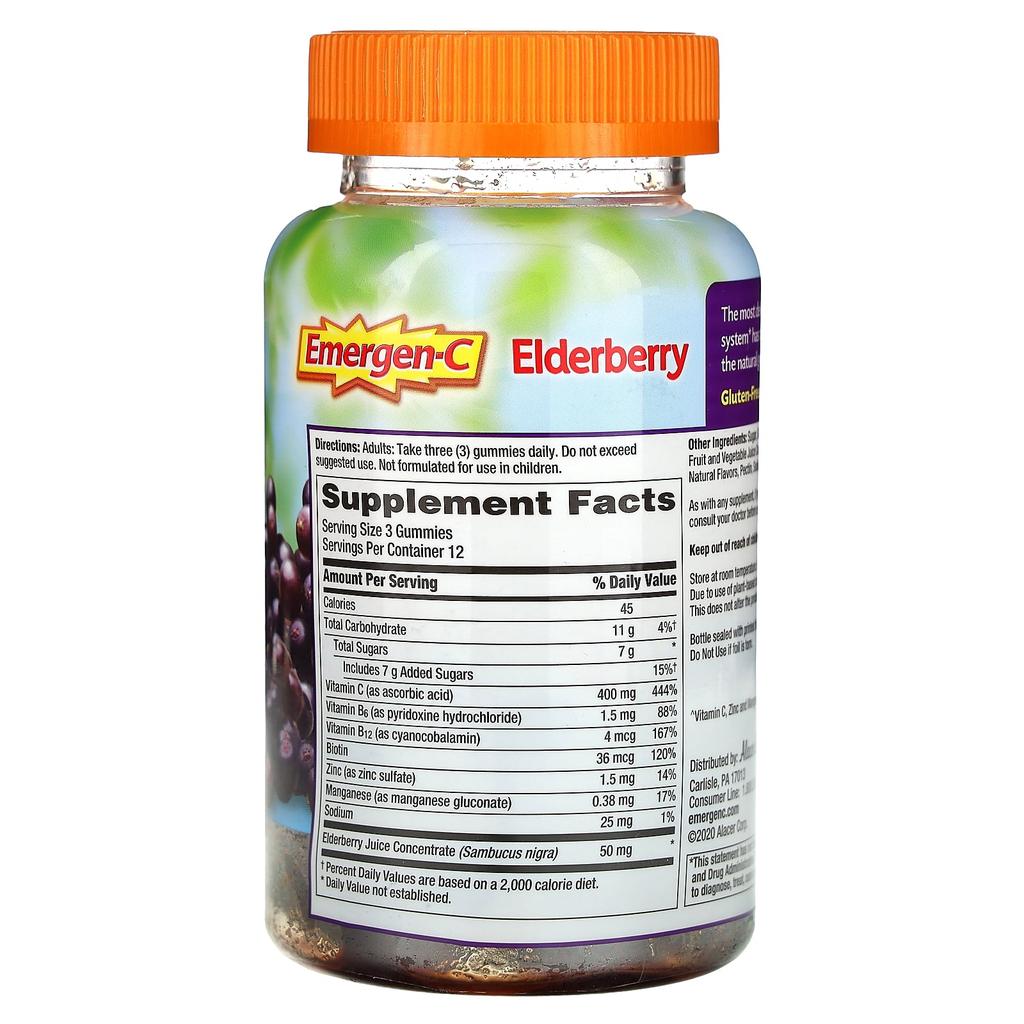 Emergen-C Elderberry Gummies, 36 Gummies