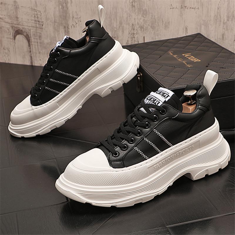 

2024 Новые мужские кроссовки Модные высокие повседневные туфли Легкие дышащие ботинки Обувь на шнуровке Обувь на платформе Zapatillas de Hombre 38 чёрный