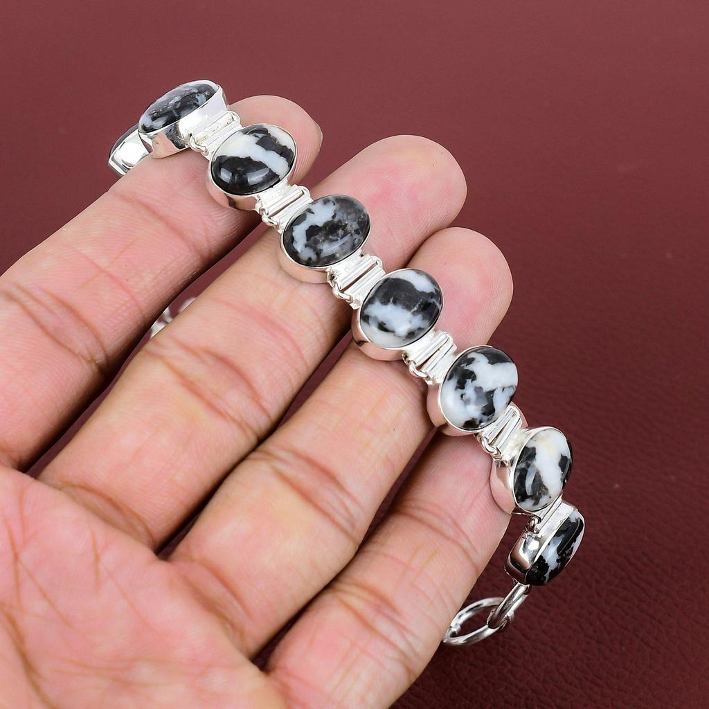 White Buffalo Turquoise Bracelet Natural Gemstone Bracelet 925 Sterling Silver Bracelet Adjustable Chain Bracelet Handmade Elegant Bracelet