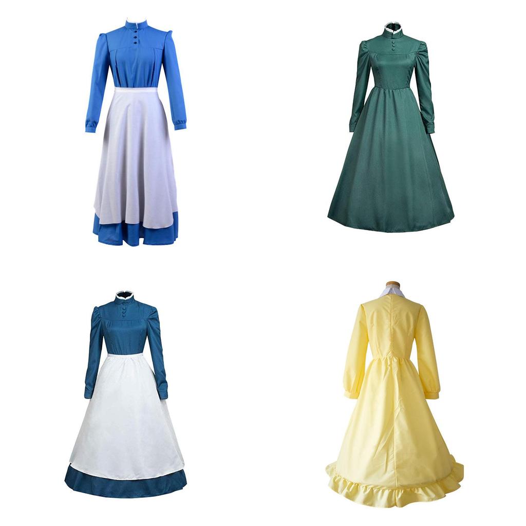 Howl's Moving Castle Sophie Zipper Back Long Sleeve Dress For Cosplay