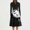 Women's Fashion O-Neck Casual Slim Fit Halloween Printed Long Sleeve Dress