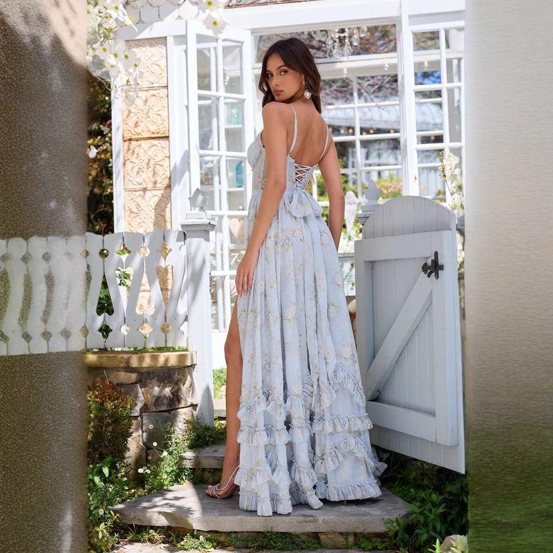 Beautiful and Unique Suspender Dress for Seaside Vacation, Super Stylish and Elegant, Waist-Cinching Long Dress for Women, New Summer Style