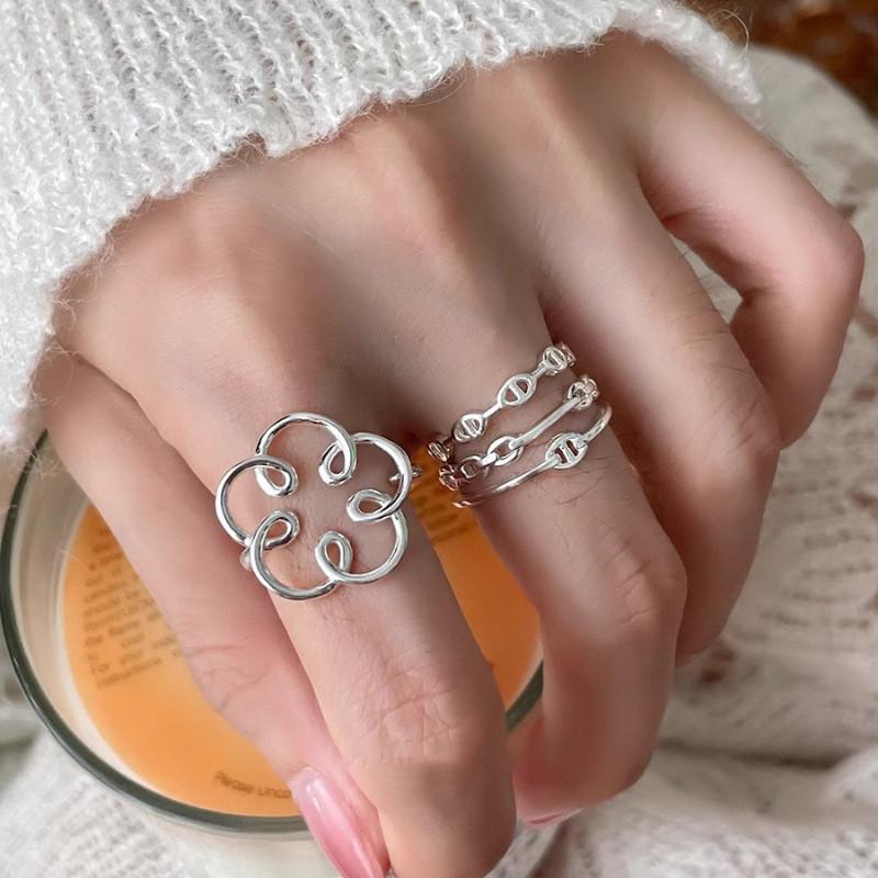 Unique Flower Pattern Open Adjustable Ring For Women Stylish And Chic Spring Accessory