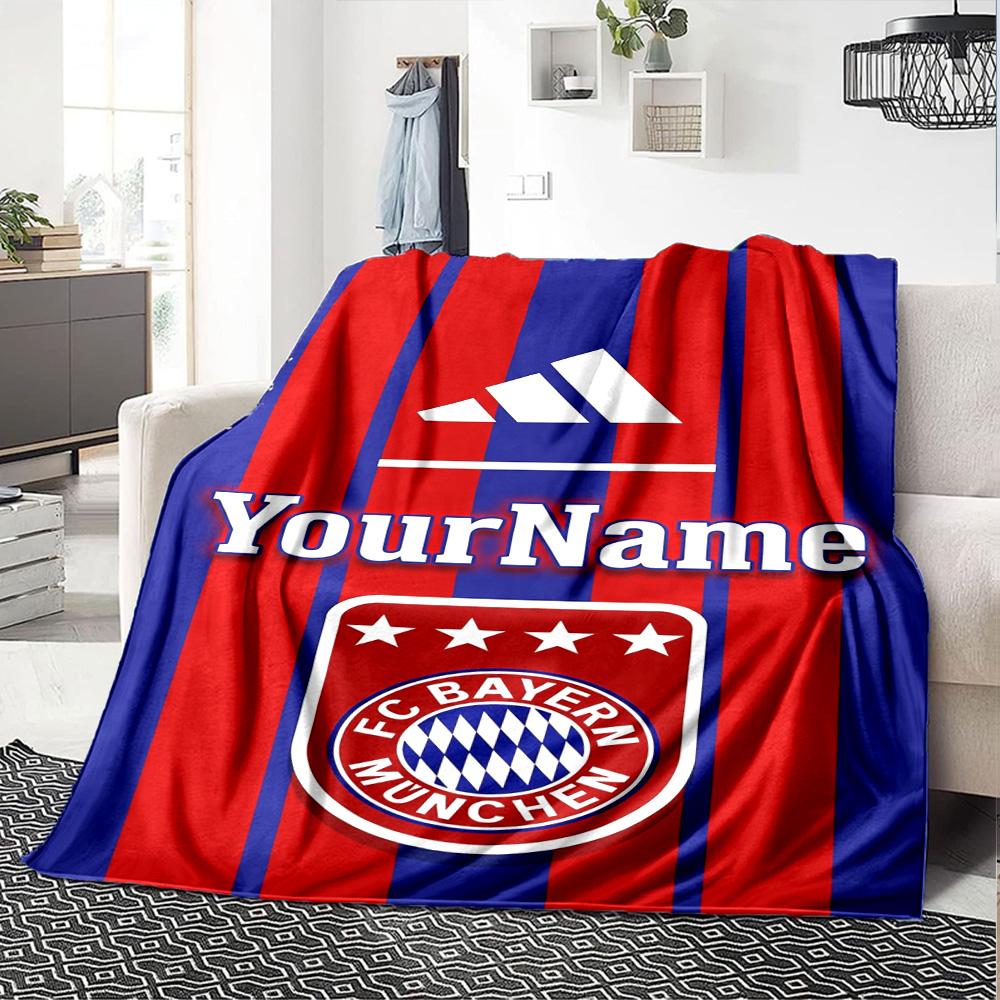 Bayern Munich Personalized Name Blanket Gift Personalized Blanket Soft & Cozy for Chair Nap Livingroom Seaside for All Occasions