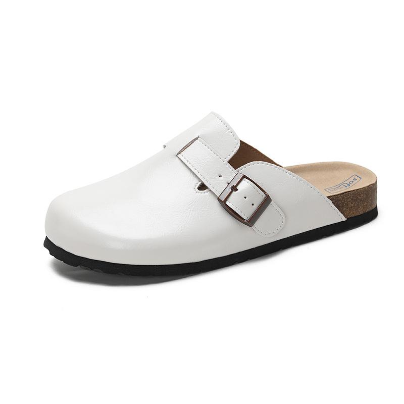 Spot Korean version of retro leather bag head half drag women 2024 new simple and versatile comfortable thick-soled soft-soled Boken shoes